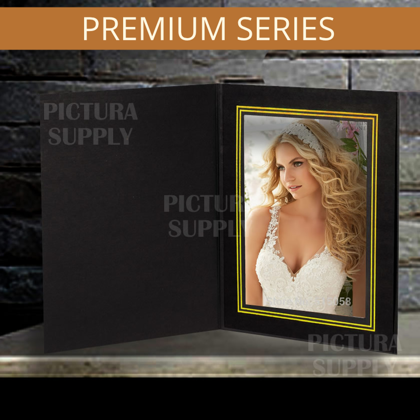 Premium Chelsea Black Photo Folder with Gold Foil Trim