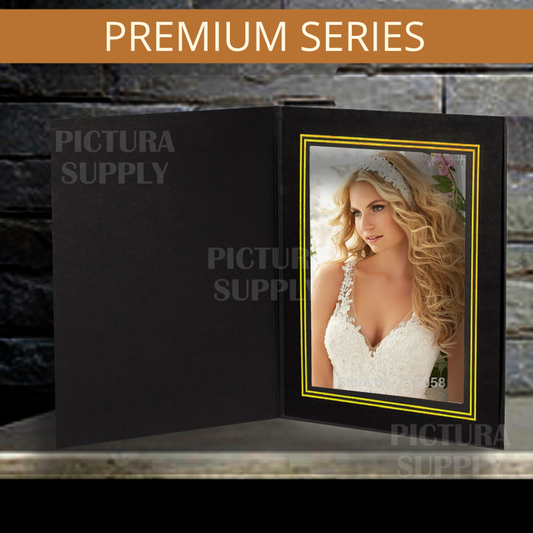 Premium Chelsea Black Photo Folder with Gold Foil Trim