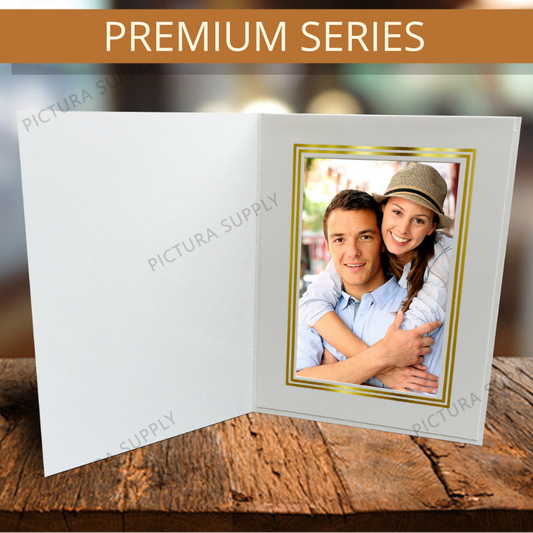 Premium Gala White Photo Folder with Gold Foil Trim
