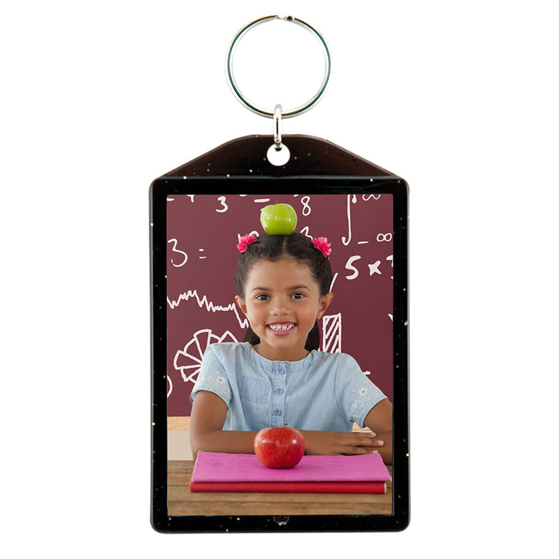 2 x 2-7/8 Translucent Sparkle Photo Keychains - Black
