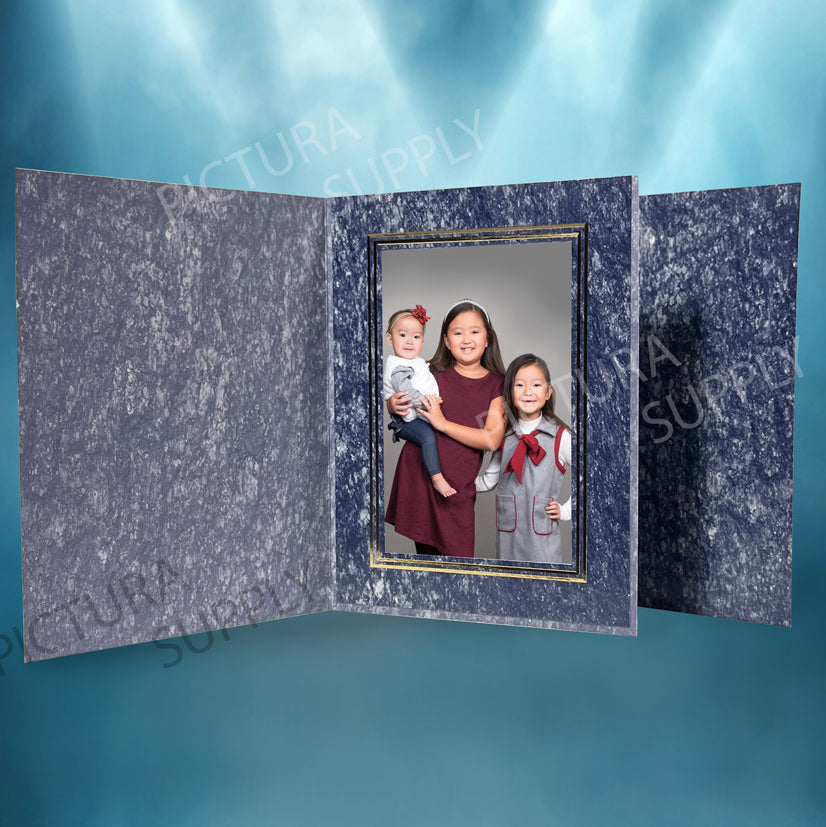 4x6 Park Avenue Blue with Gold Foil Trim Photo Folders
