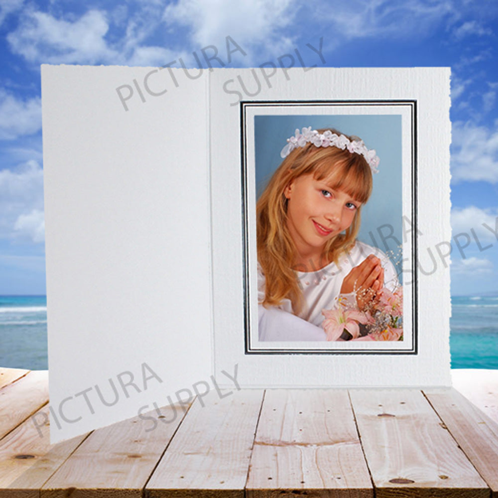 Regal White with Black Foil Trim Photo Folders
