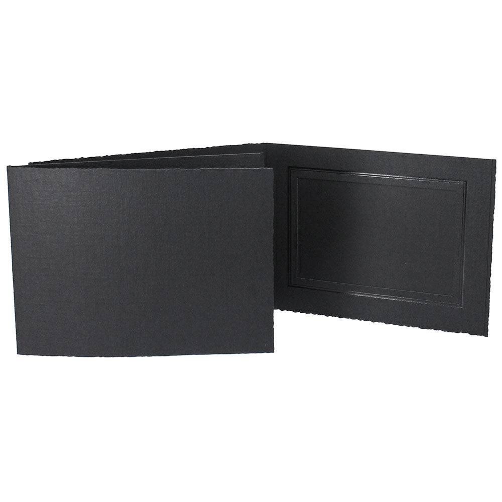 Regal Black with Black Foil Trim Horizontal Photo Folders Blank