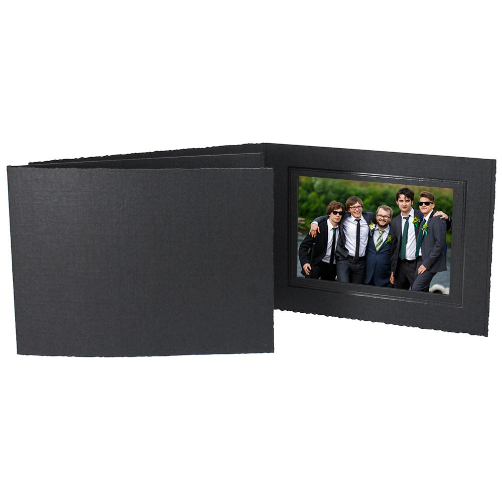 Regal Black with Black Foil Trim Horizontal Photo Folders Main