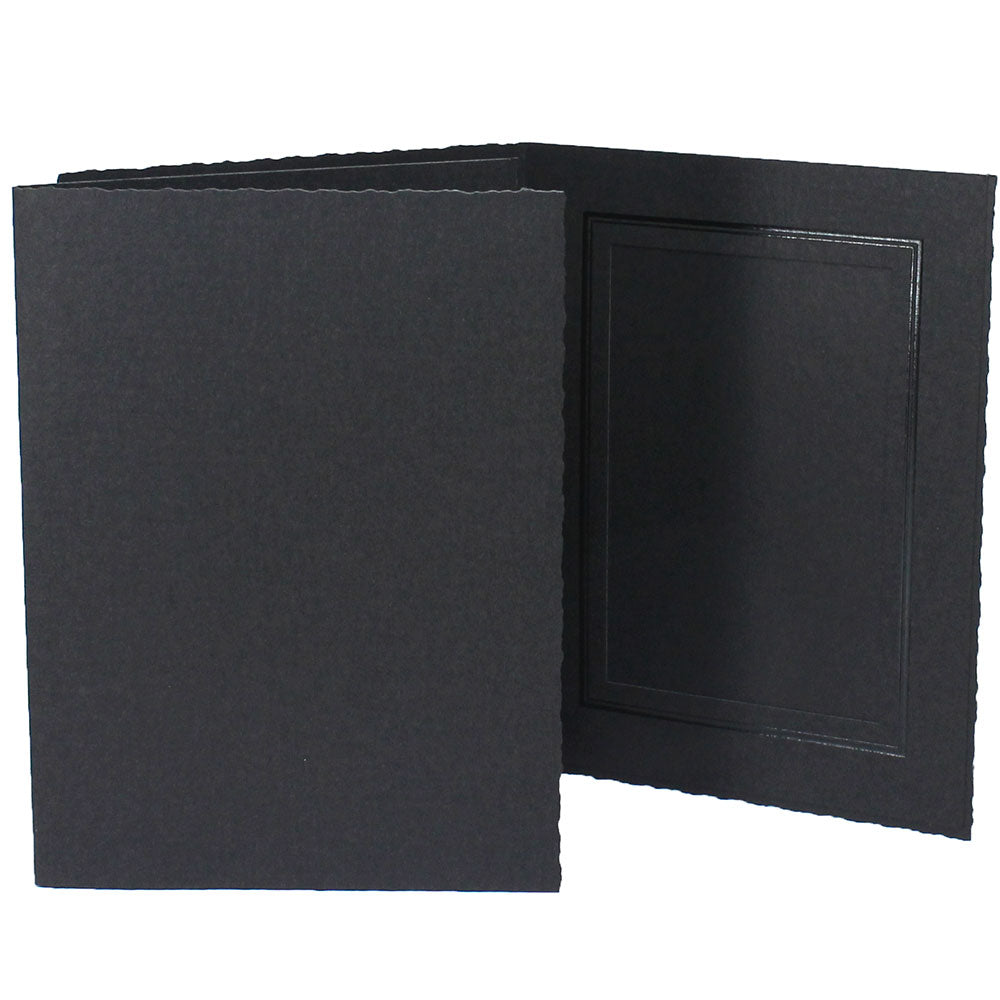 Regal Black with Black Foil Trim Vertical Photo Folders Blank