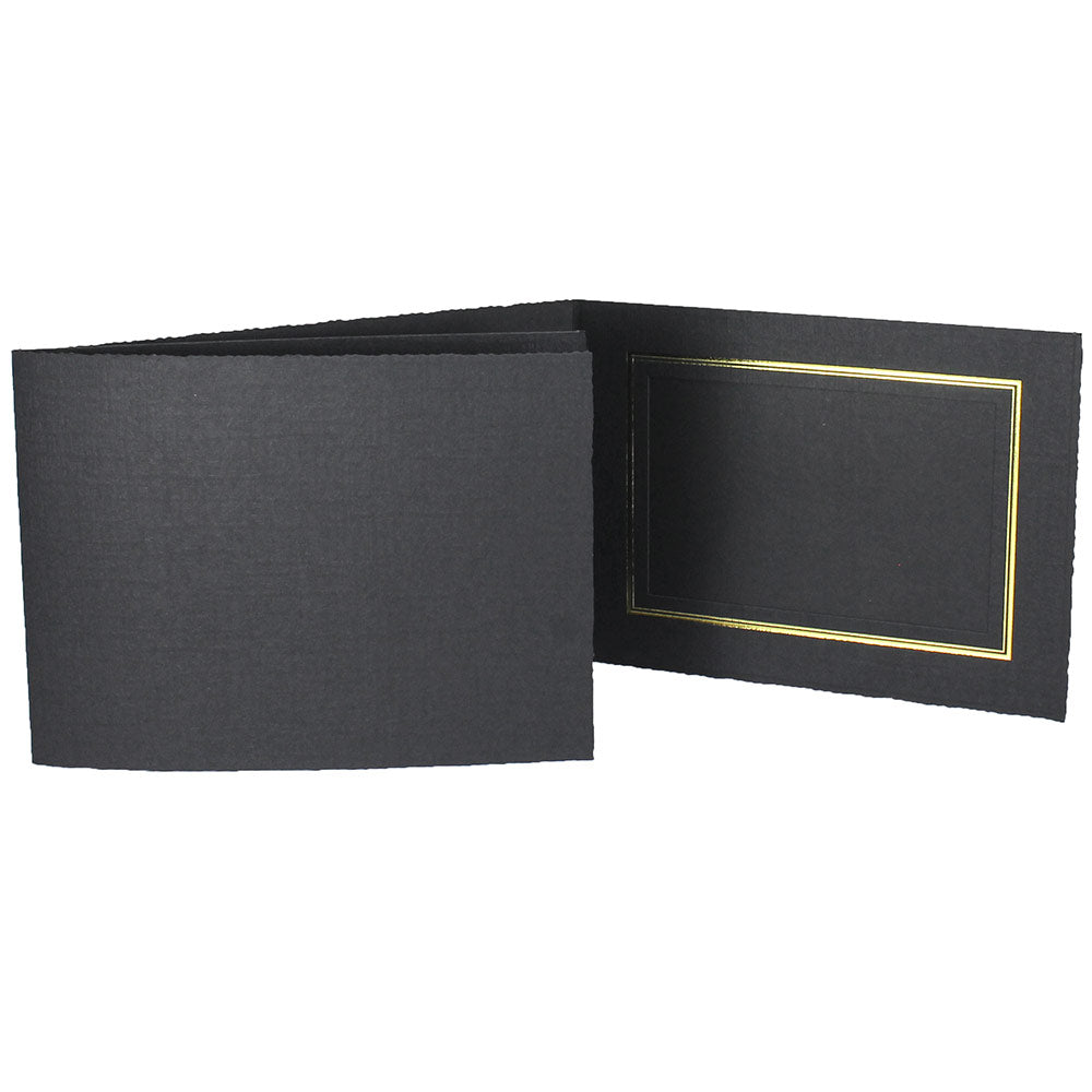Royale Black with Gold Foil Trim Horizontal Photo Folders