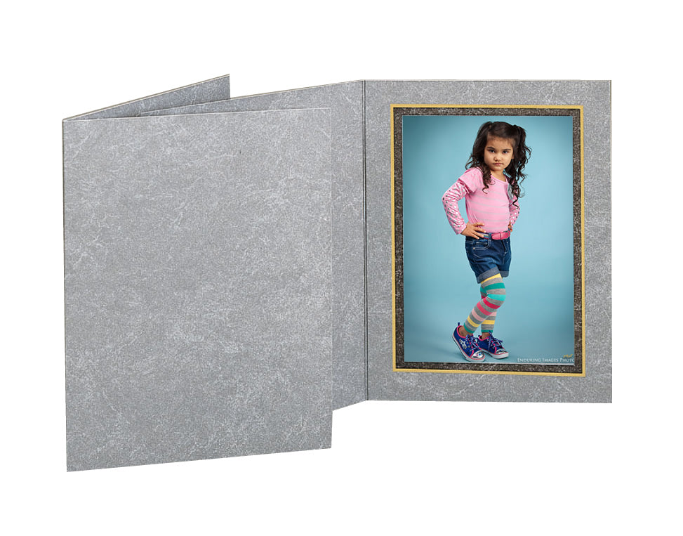 TAP Dynasty Two Tone Gray with Gold Foil Trim Photo Folders (sold 5/pack)