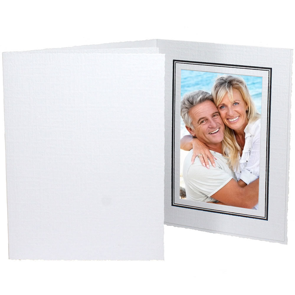Regal White with Black Foil Trim Photo Folders