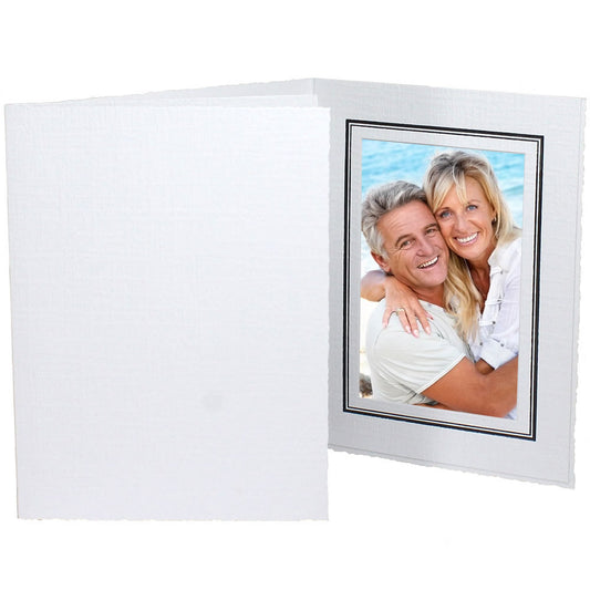 Regal White with Black Foil Trim Photo Folders
