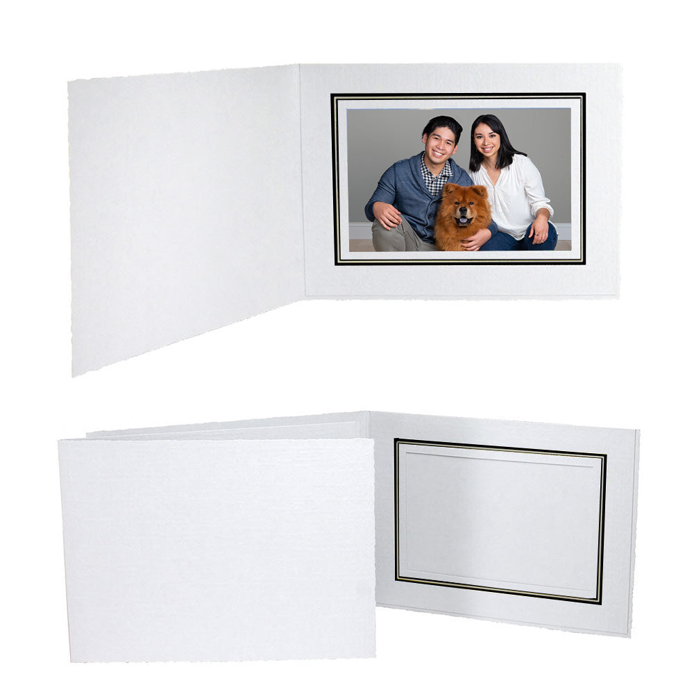 Regal White with Black Foil Trim Photo Folders
